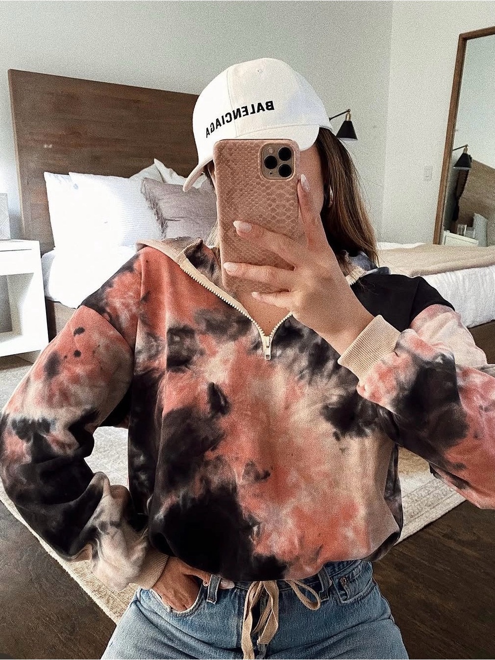 Shop Starlow Tie-Dye Half-Zip Pullover Hoodie